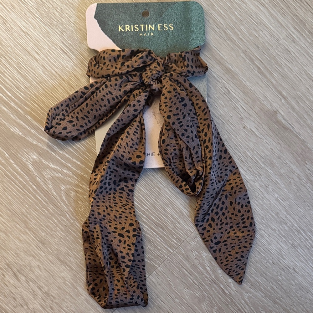 Kristin Ess Leopard Print Hair Scrunchie+Scarf Set NEW 🏷️